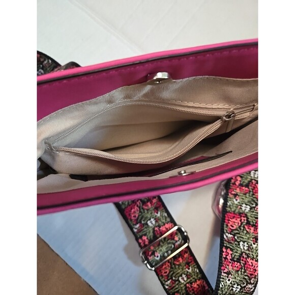 K. Carroll Ashley Crossbody Bag Purse Vegan Suede 2 Straps Guitar Floral - Picture 9 of 10